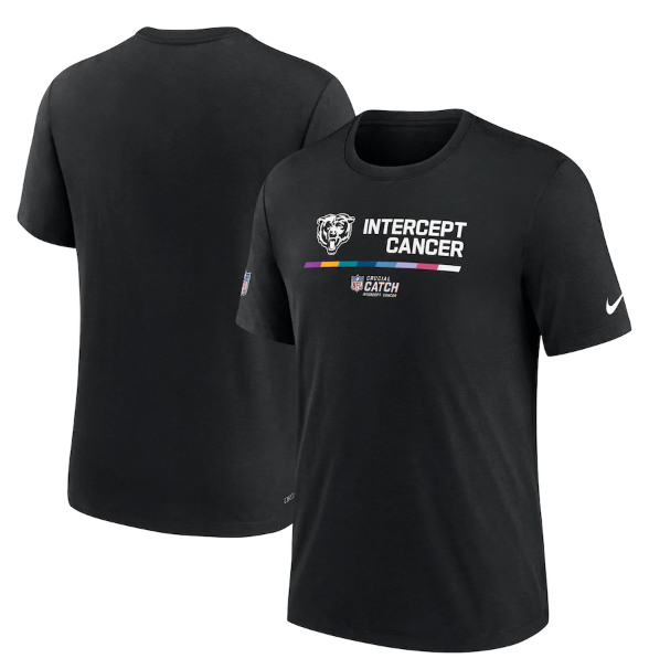 Men's Black Chicago Bears 2022 Crucial Catch Performance T-Shirt
